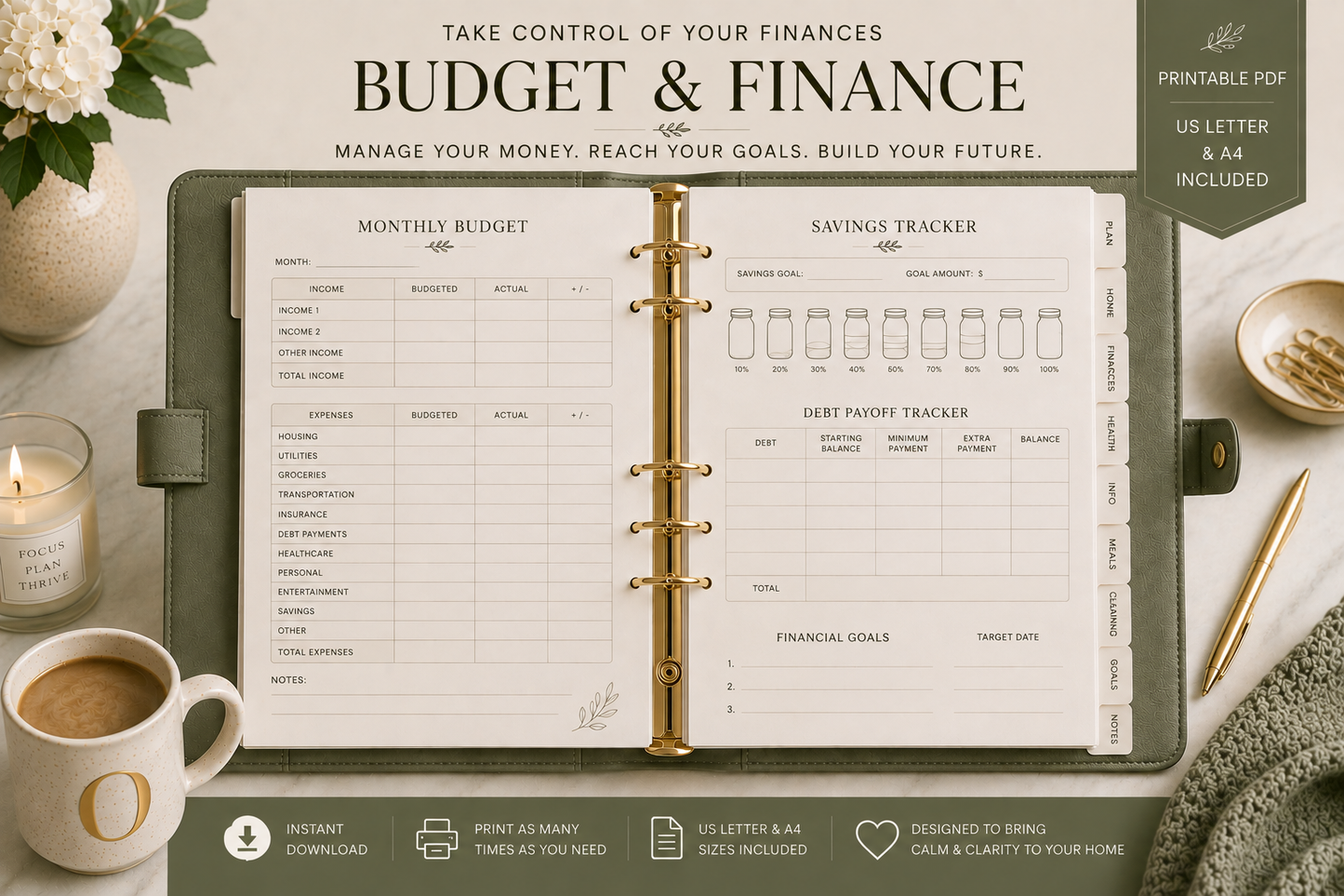The Olivia Vanderbilt Home Management Binder (Printable PDF)