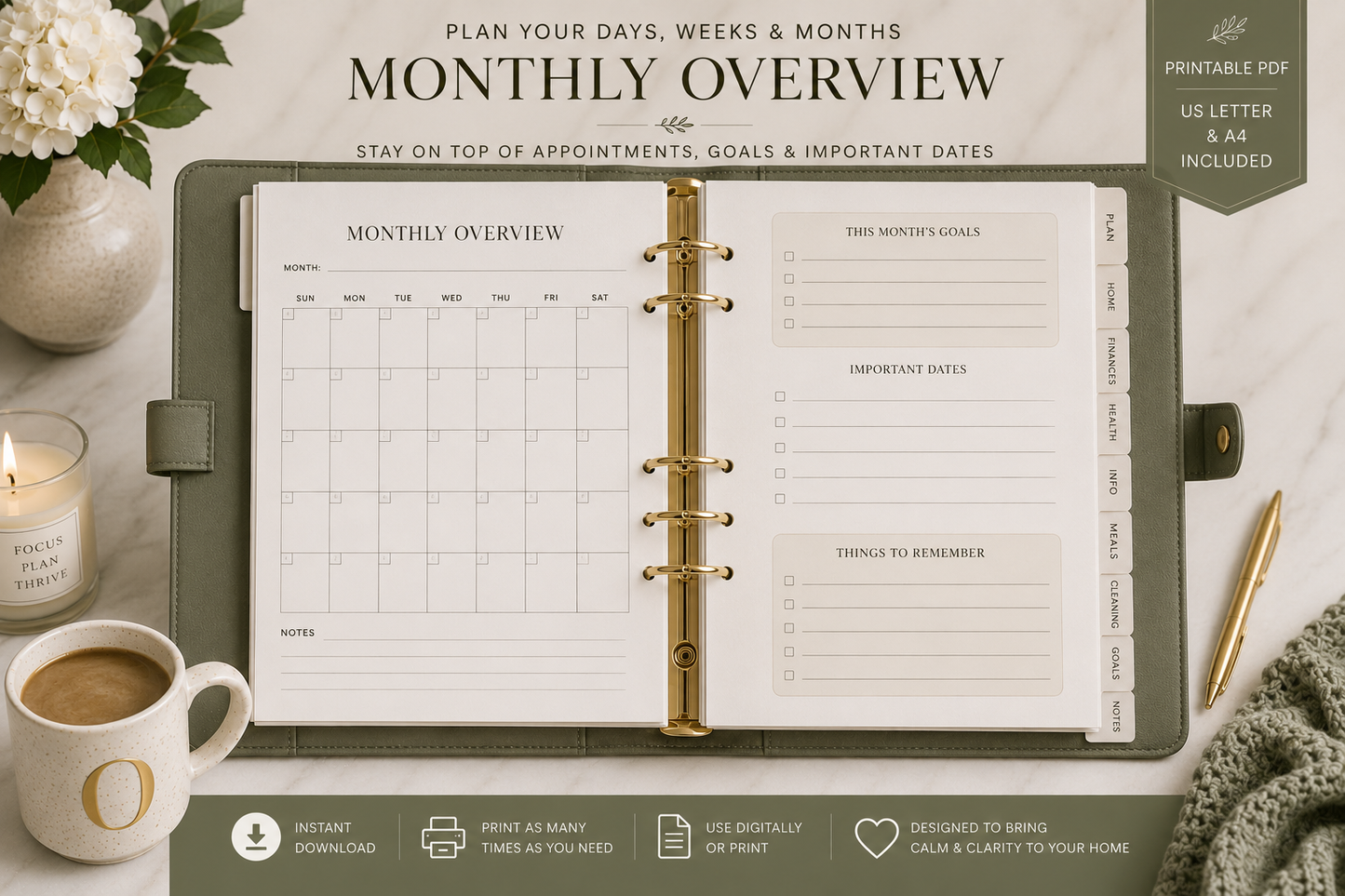 The Olivia Vanderbilt Home Management Binder (Printable PDF)