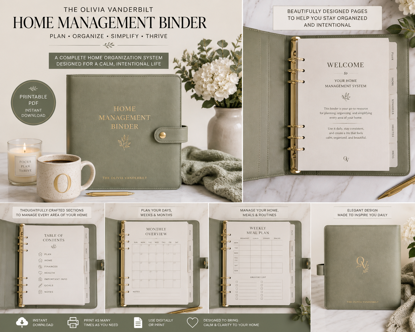 The Olivia Vanderbilt Home Management Binder (Printable PDF)